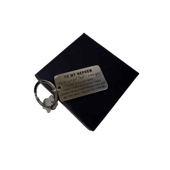 Nephew‎ Gift Silver Toned embossed Keychain Gift - Picture 1 of 1